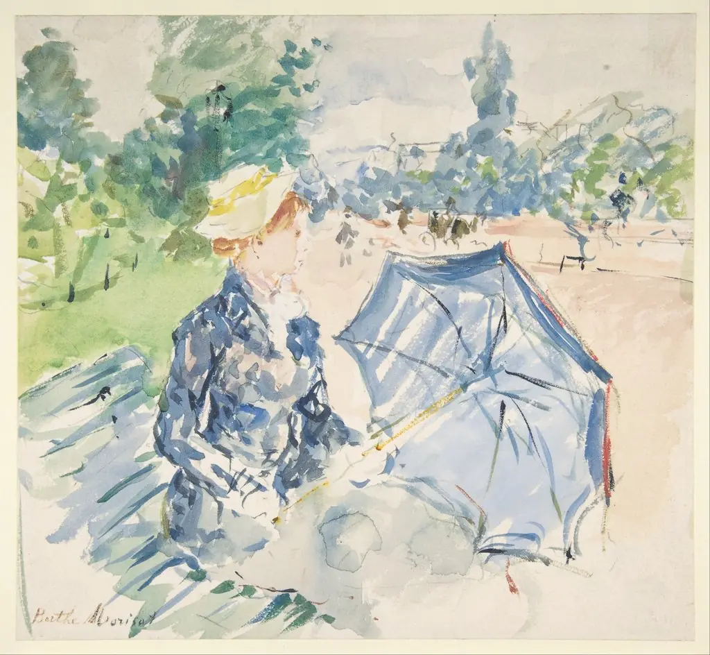 A Woman Seated at a Bench on the Avenue du Bois, by Berthe Morisot
