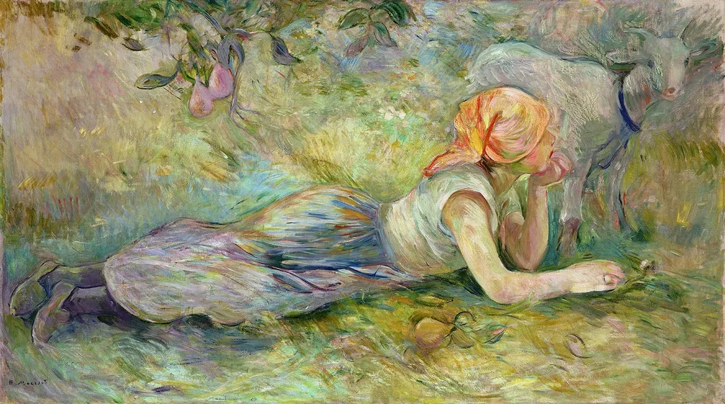Bergère couchée, by Berthe Morisot, oil