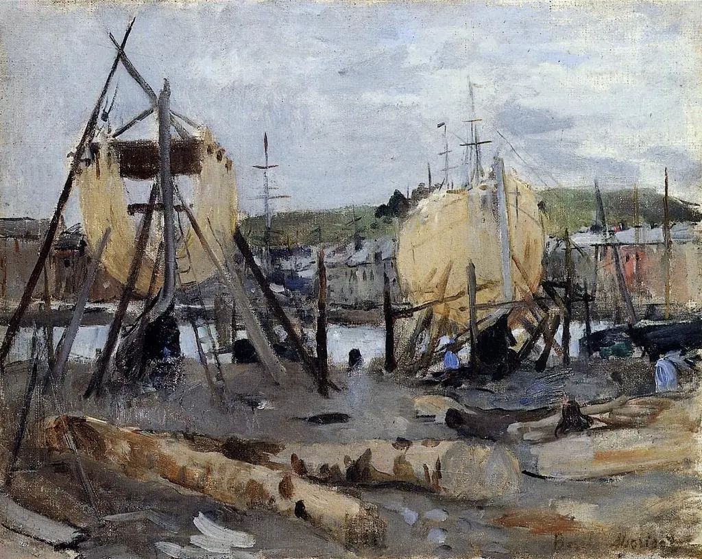 Boats-under-construction, by Berthe Morisot