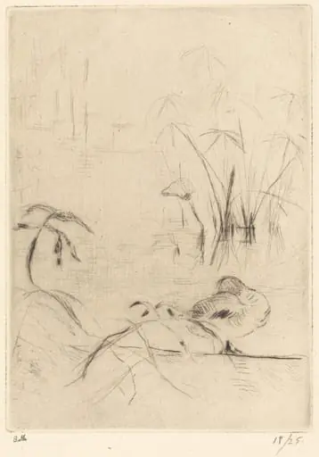 Ducks at Rest on the Bank, by Berthe Morisot