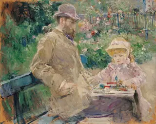 Eugène Manet et sa fille dans le jardin de Bougival, by Berthe Morisot, 1891