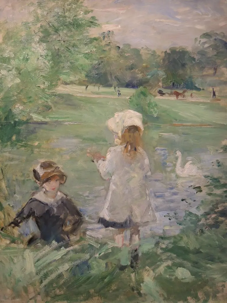 On the edge of the lake, by Berthe Morisot