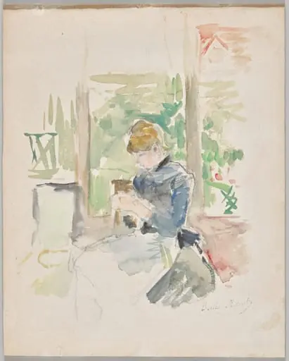Sewing near the Window, by Berthe Morisot