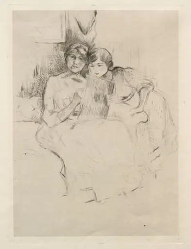 The Drawing Lesson (Berthe Morisot Drawing with Her Daughter), by Berthe Morisot