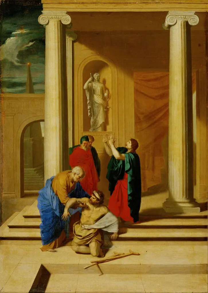 Peter and John heal a lame man in the temple, by Bertholet Flémal