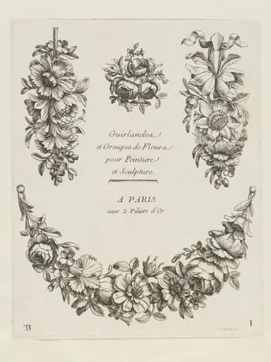 Guirlandes et Groupes de Fleurs pour Peinture et Sculpture, by Bertren