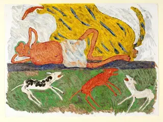 'Between the barking dogs and a painted - tiger I sleep'