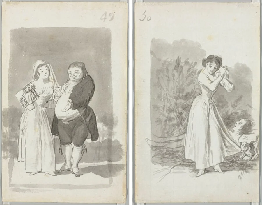 Young Woman (possibly a Sex Worker) with a Man (recto); Young Woman Wringing Her Hands over a Man's Naked Body (verso), detail
