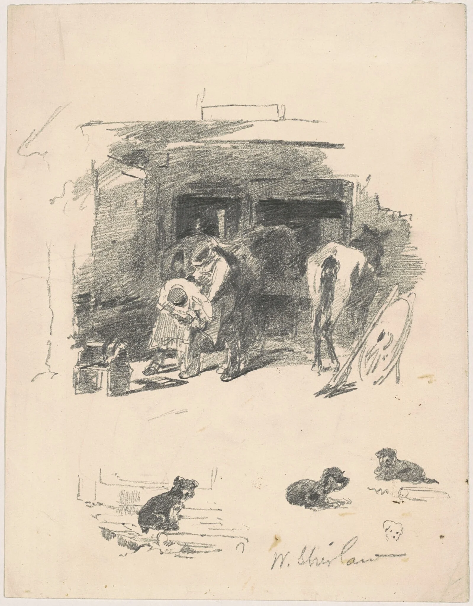 Men Shoeing a Horse, detail