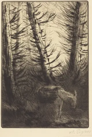 Farmer and His Donkey (Le fermier et son ane), by Alphonse Legros, ink, 1874