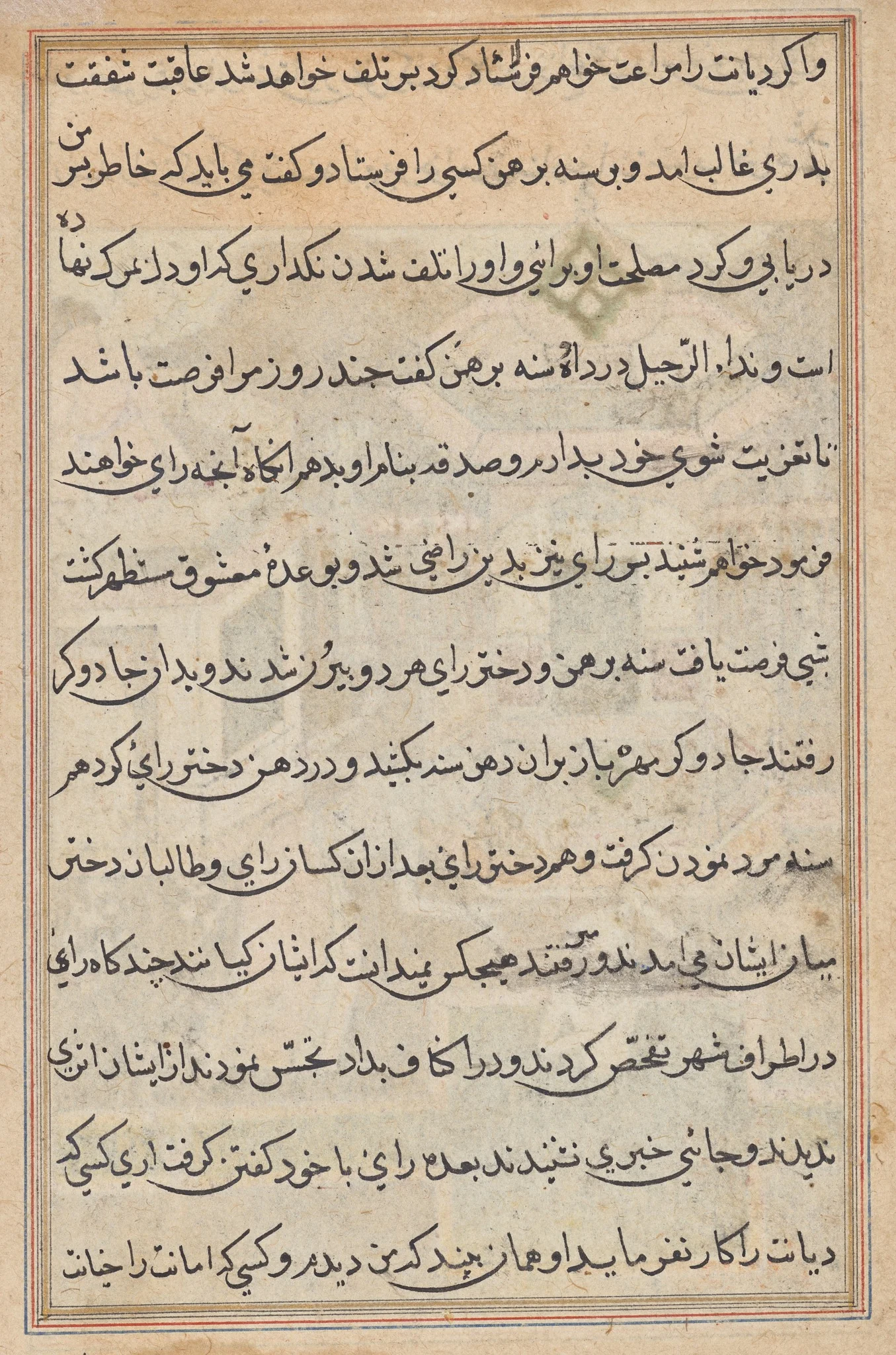 Page from Tales of a Parrot (Tuti-nama): text page, detail