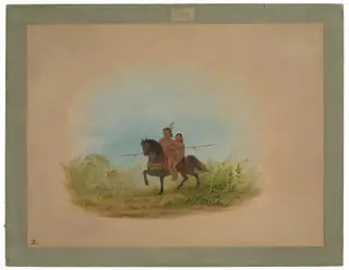 Bride and Groom on Horseback - Connibo, by George Catlin, oil, 1862