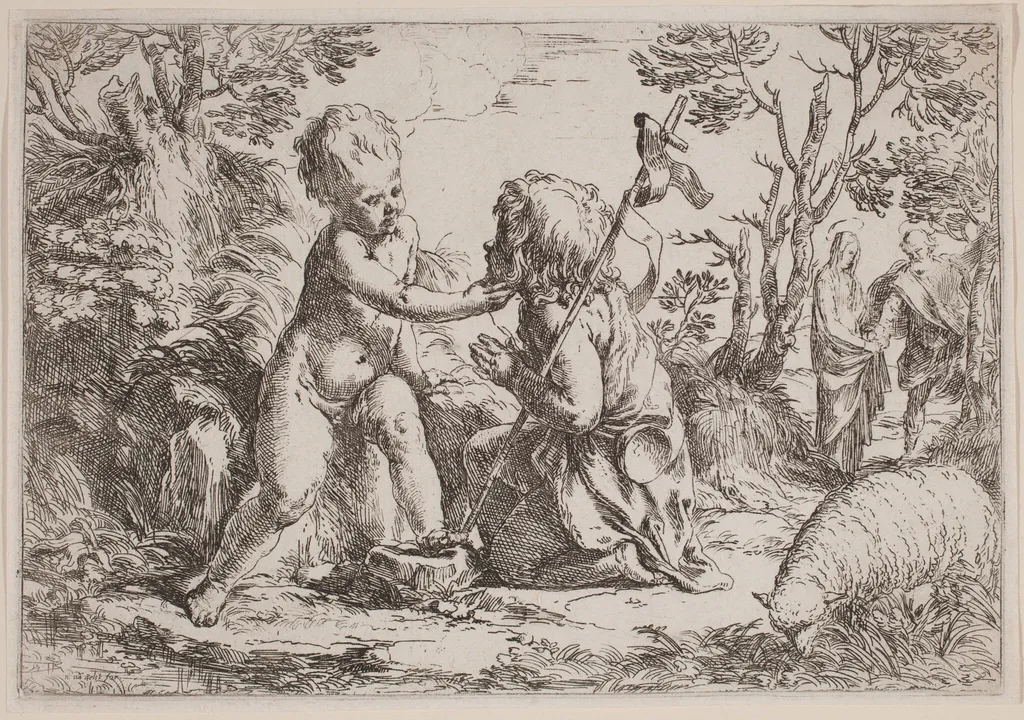 The Infant Jesus and Saint John, by Guido Reni, ink, 1608