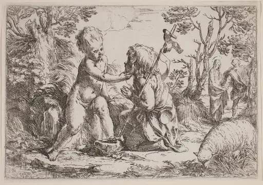 The Infant Jesus and Saint John, by Guido Reni, ink, 1608