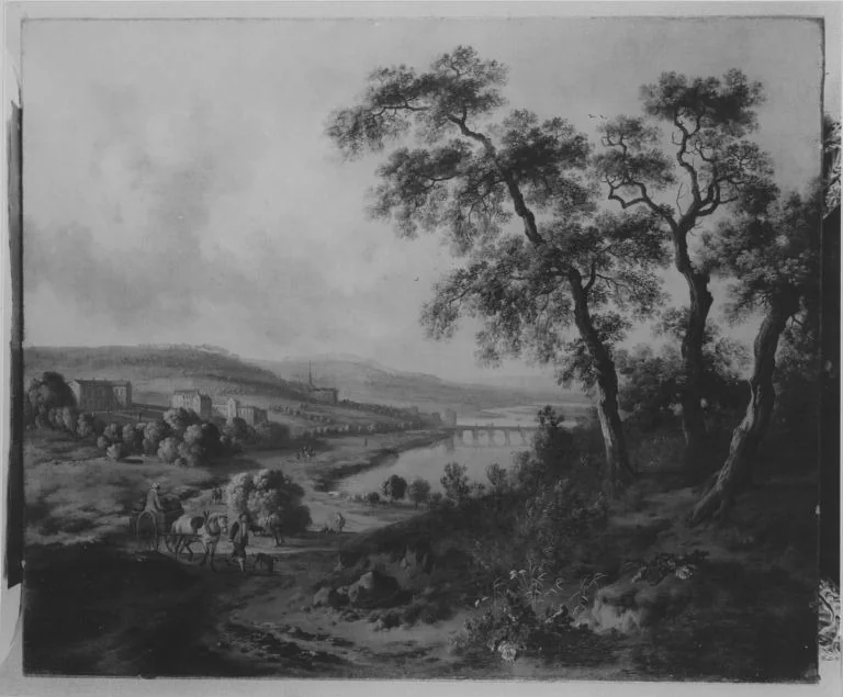 Landschaft mit Fluss, detail