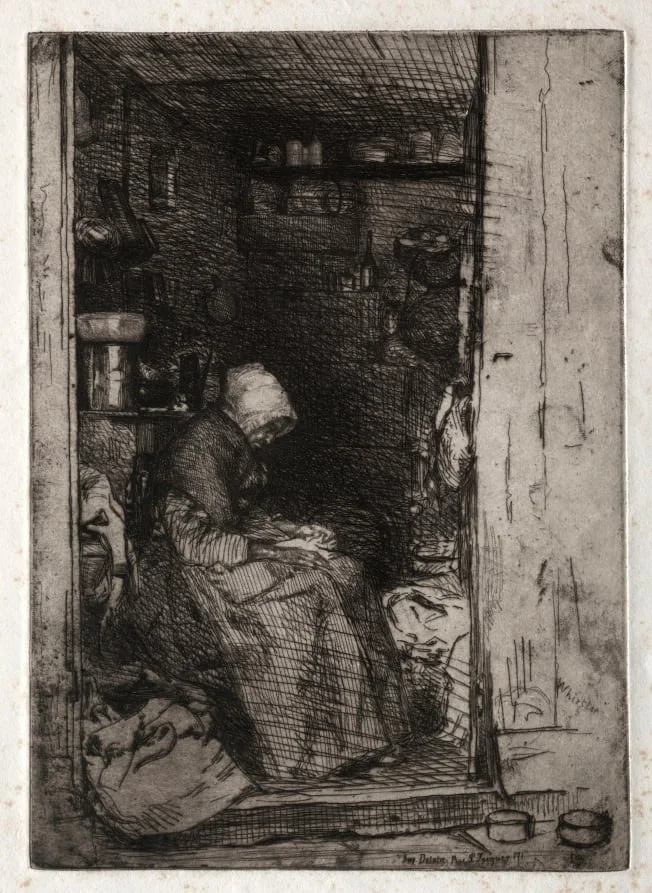 Twelve Etchings from Nature: La Veille aux Loques, detail