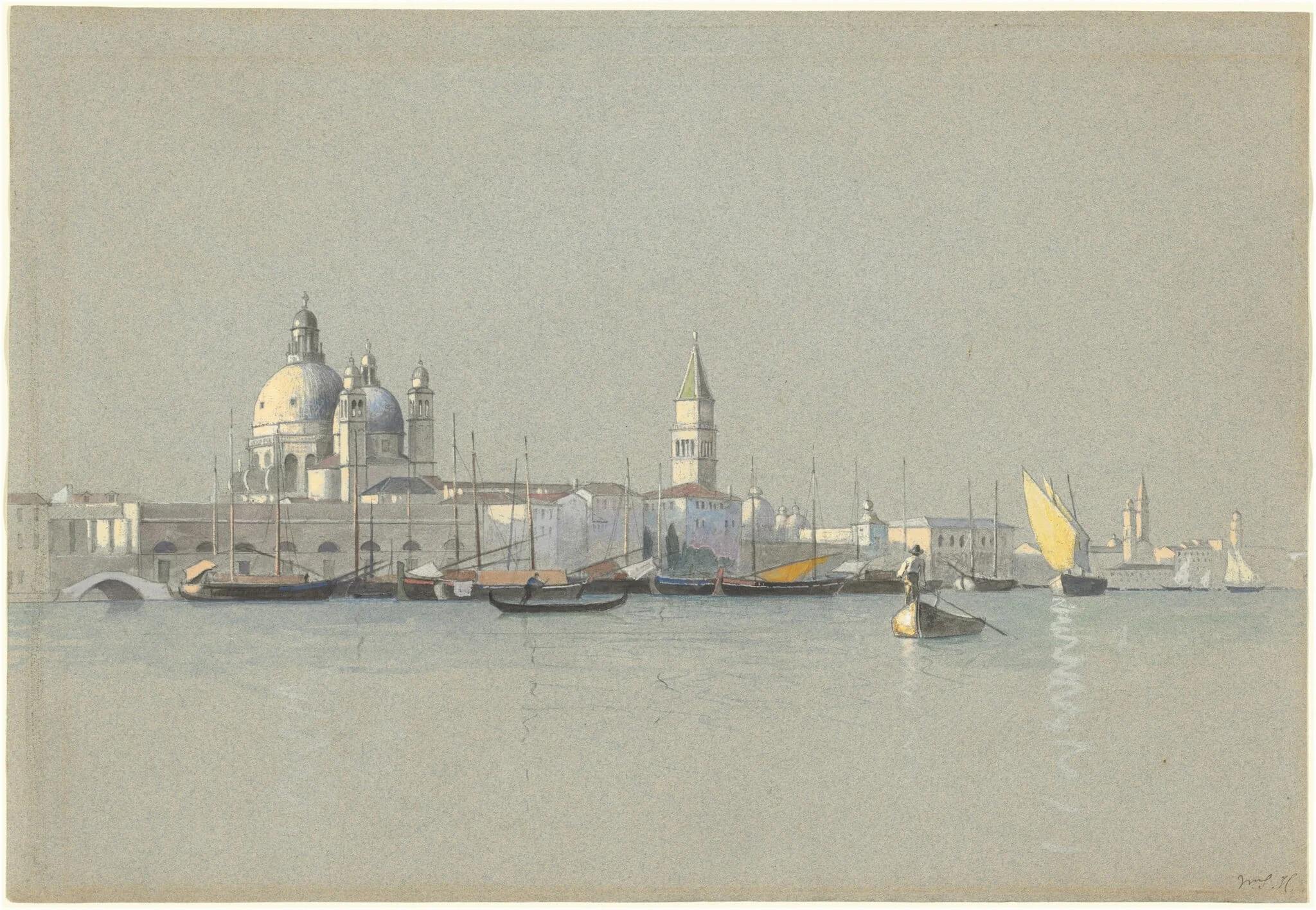 View across the Giudecca Canal toward the Salute and the Campanile of San Marco, detail