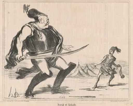David et Goliath, by Honoré Daumier, ink, 1854