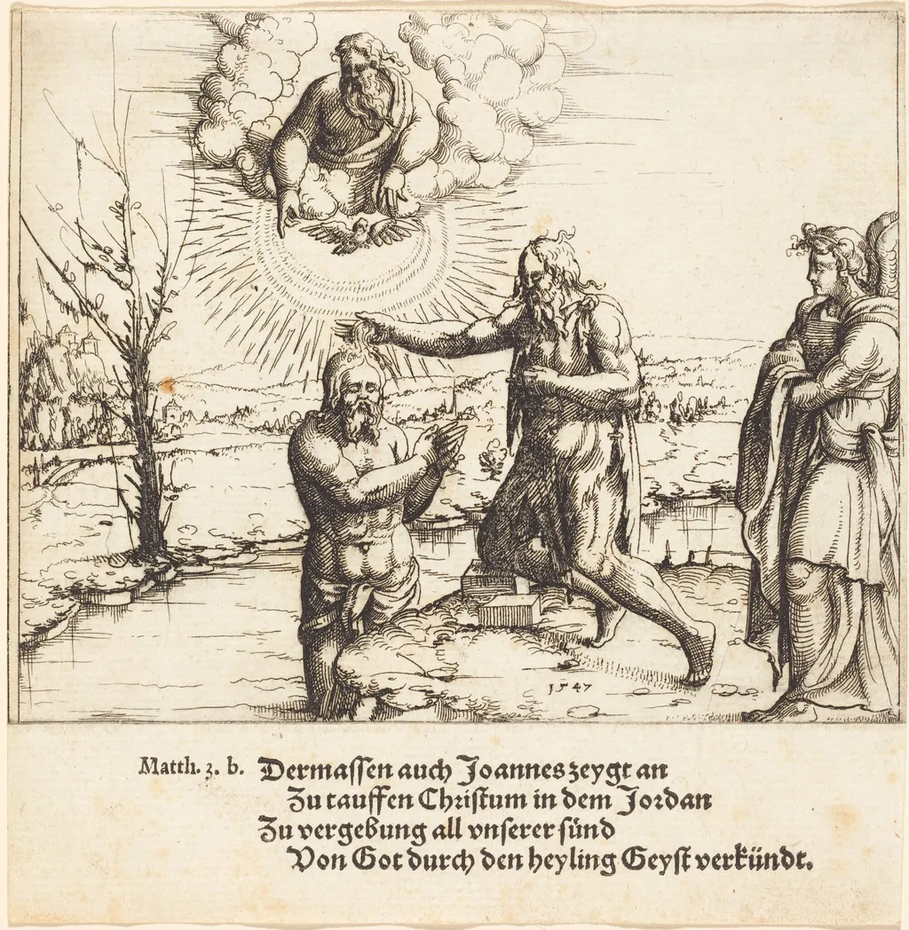 The Baptism of Christ, by Augustin Hirschvogel, ink, 1547