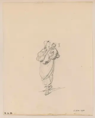 An Indian woman holding a child, by George Chinnery, 16