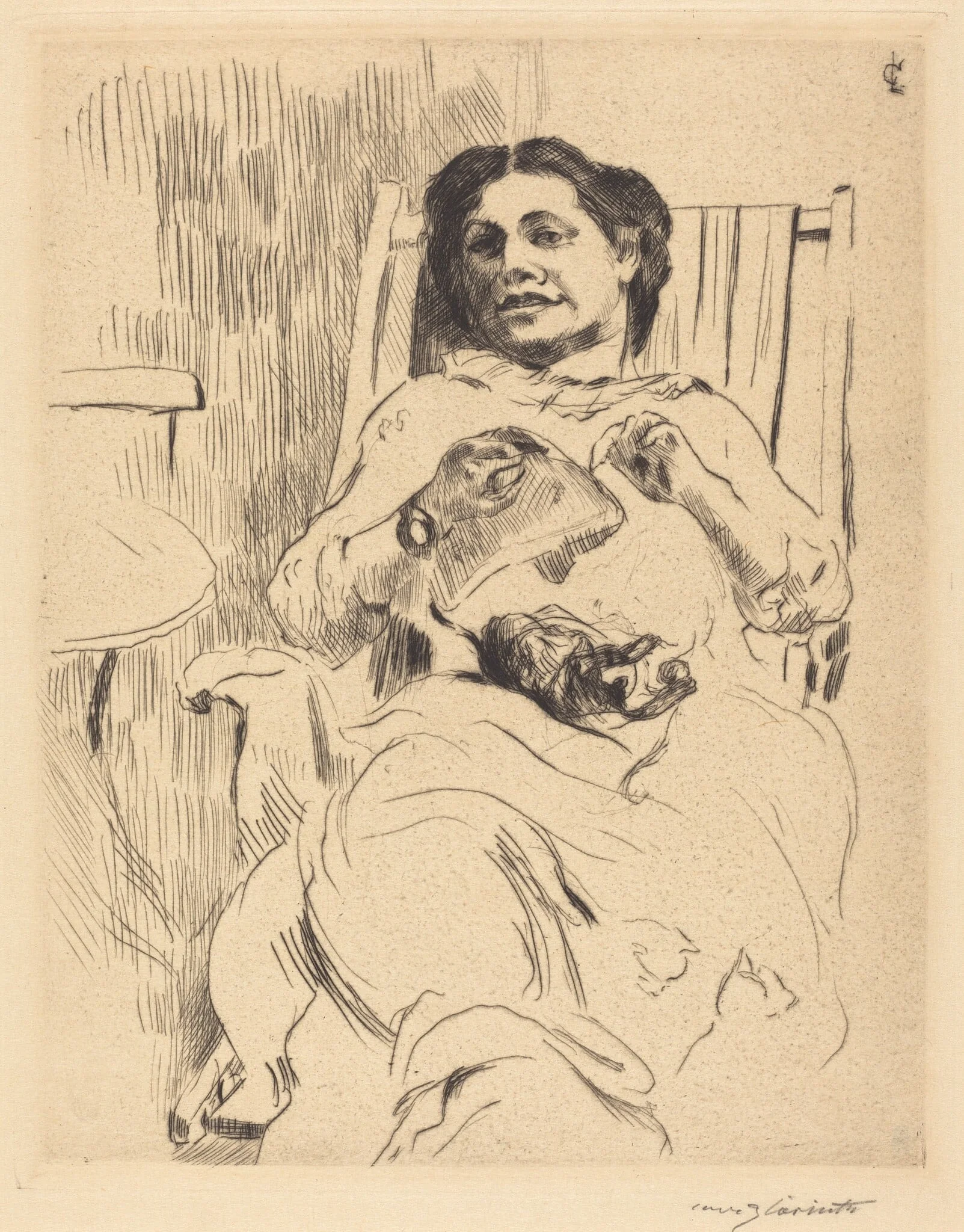 Frau mit Handarbeit (Woman with Needlework), detail