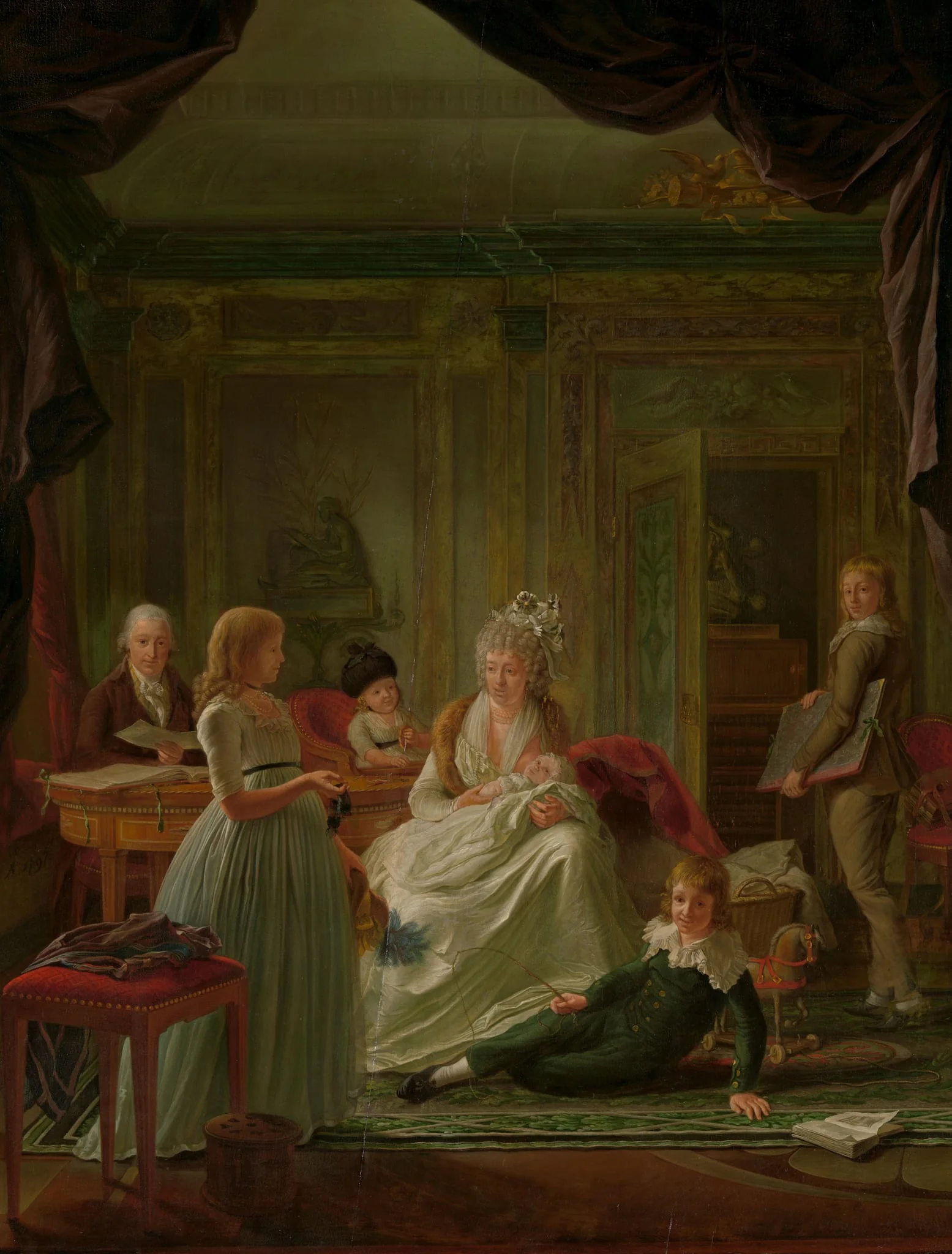 Portrait of Aernout van Beeftingh, his Wife Jacoba Maria Boon and their Children, detail