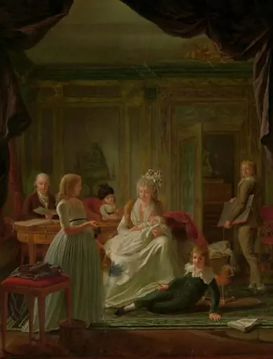 Portrait of Aernout van Beeftingh, his Wife Jacoba Maria Boon and their Children, by Nicolaes Muys, unspecified, 1797