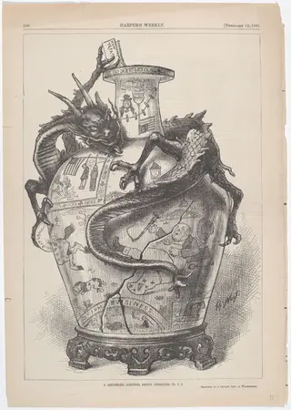 A Diplomatic (Chinese) Design Presented to U.S., by Thomas Nast, ink, 1881