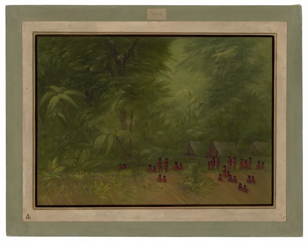 Indian Camp in the Forest, by George Catlin, oil, 1862