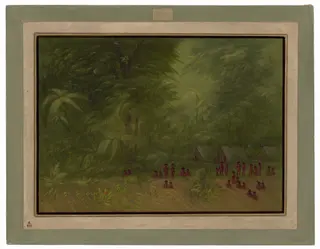 Indian Camp in the Forest, by George Catlin, oil, 1862