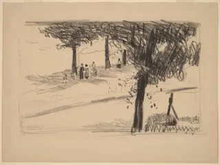 Under the Trees, by George Luks, crayon, 1900