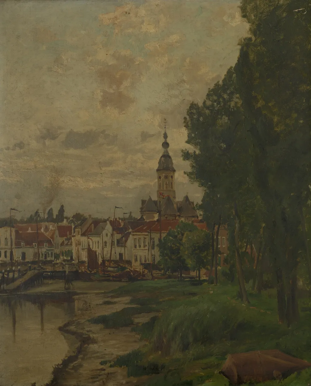 A View of Temse, by Henri Van der Hecht, oil, 1881