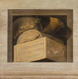 Tomb with Inscription, by Jacob van Campen, oil, 1650
