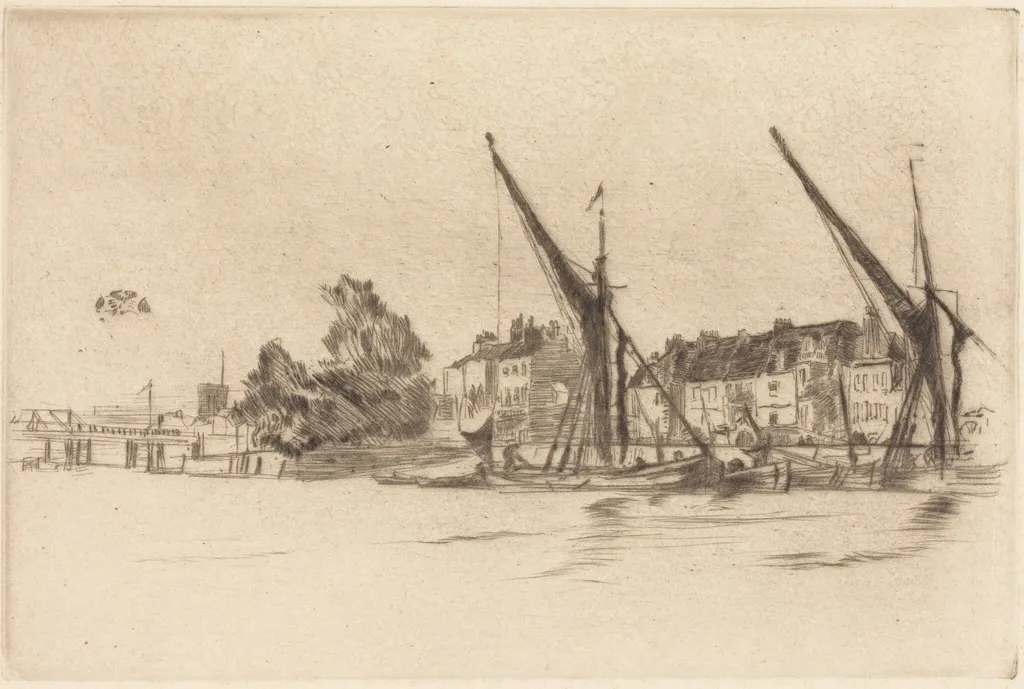 Lindsey Houses, by James McNeill Whistler, ink, 1877
