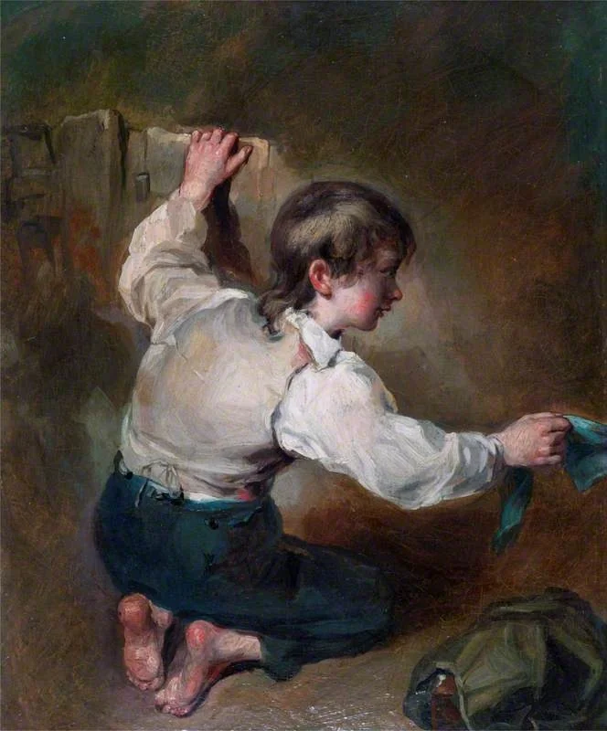 A Kneeling Boy with a Sash, detail