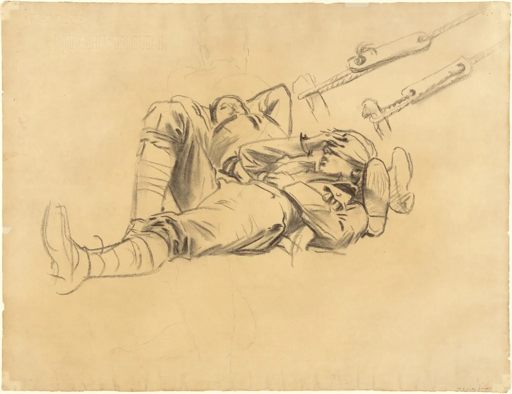 Studies for "Gassed" [recto], by John Singer Sargent, charcoal, 1918