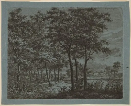 Landscape with a Peasant Carrying Firewood, by Ernst Willem Jan Bagelaar, ink, 1800