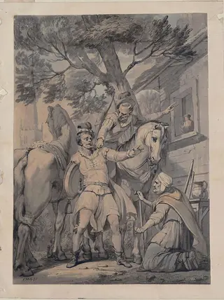 The Sompnour, the Devil, and the Widow, by Hamilton Mortimer, watercolor, 1770