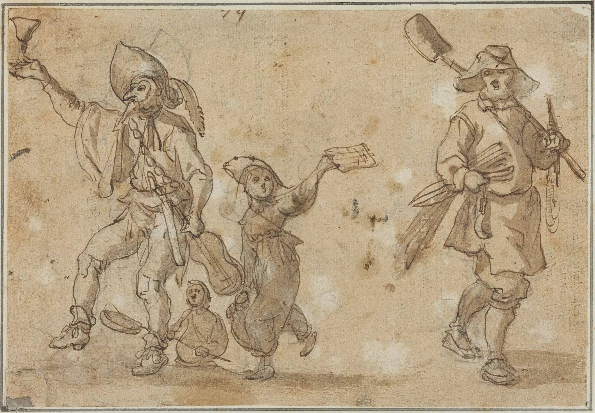 Three Revelers and a Gardner, detail