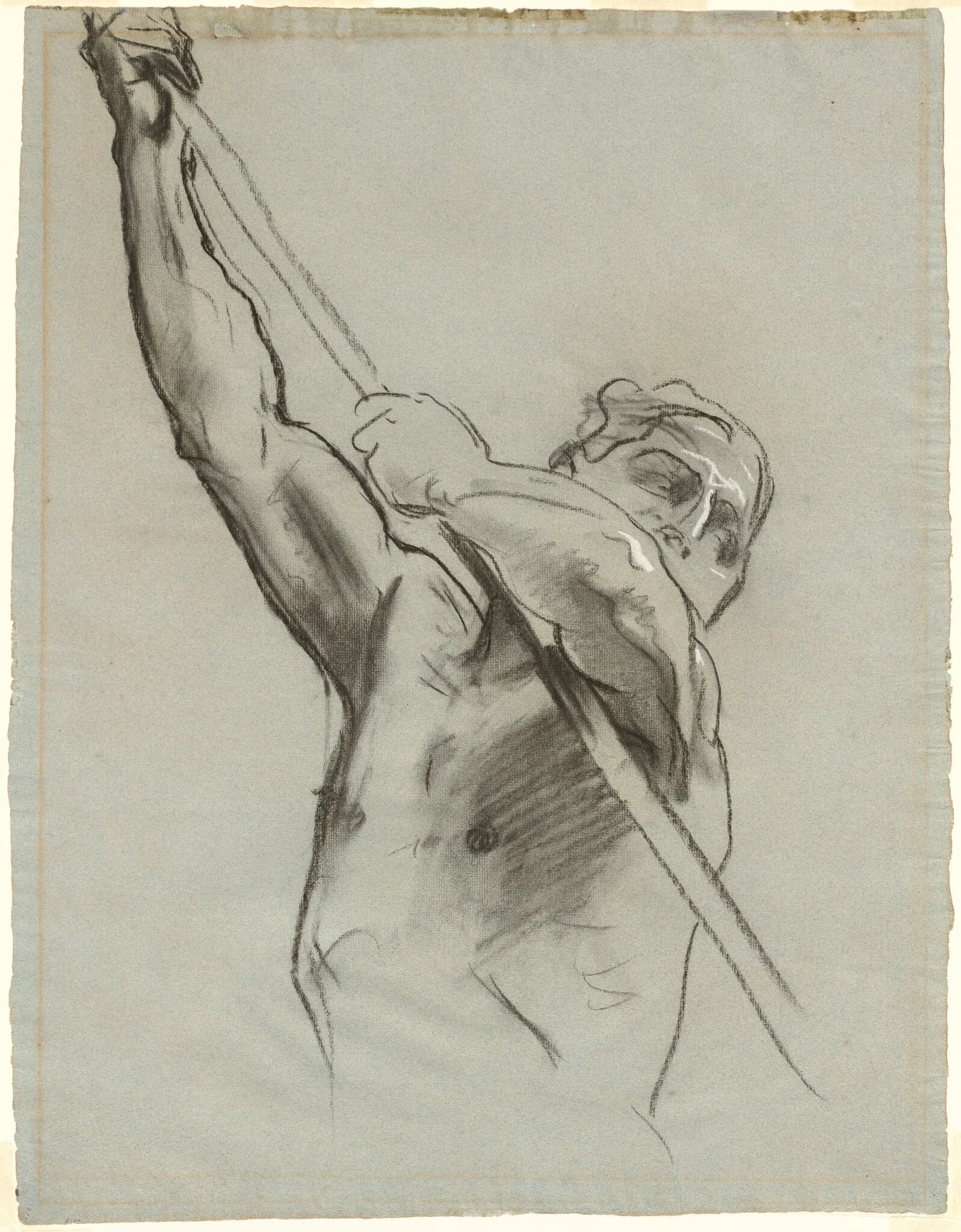 Male Torso with Pole, detail