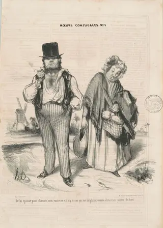 Je t'ai épousé pour charmer mon existence..., by Honoré Daumier, ink, 1839