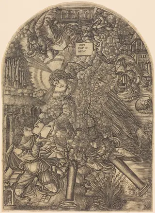 The Angel Gives Saint John the Book to Eat, by Jean Duvet, ink, 1554