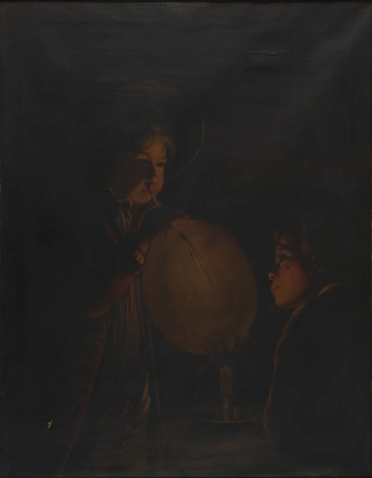 Two Boys with a Bladder: Candlelight Effect, detail
