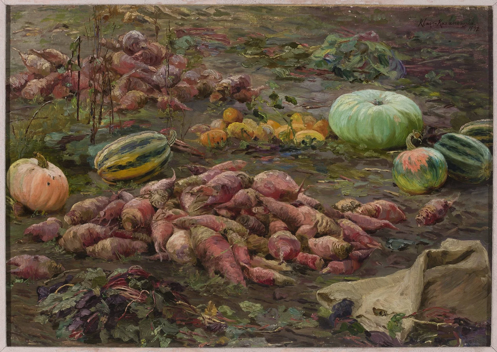 Still life – bumpkins and pumpkins in the field, detail