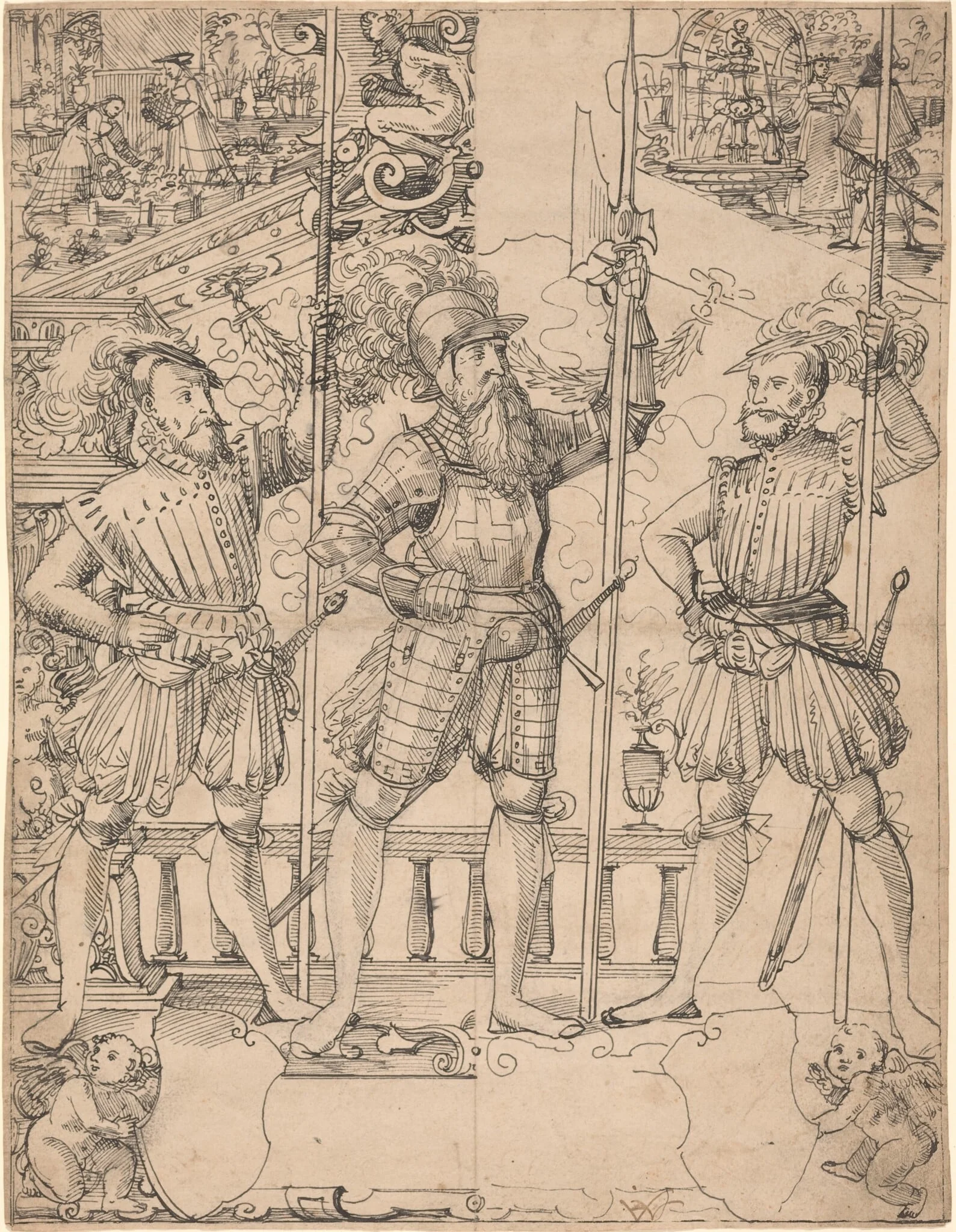 Halberdier and Two Pikemen, detail