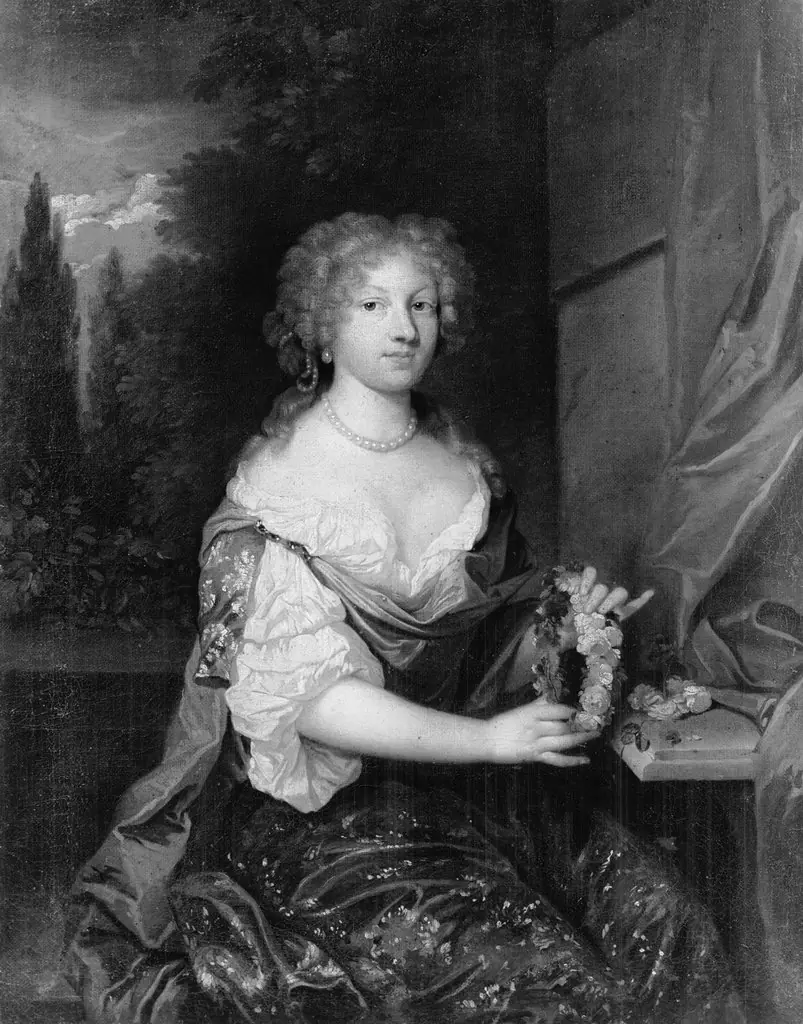 Portrait of a Young Woman with a Garland, by Caspar Netscher, oil