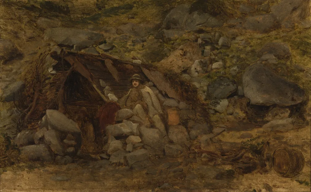 Highlander in Front of a Hut, by Aleksander Kotsis, unspecified, 1870