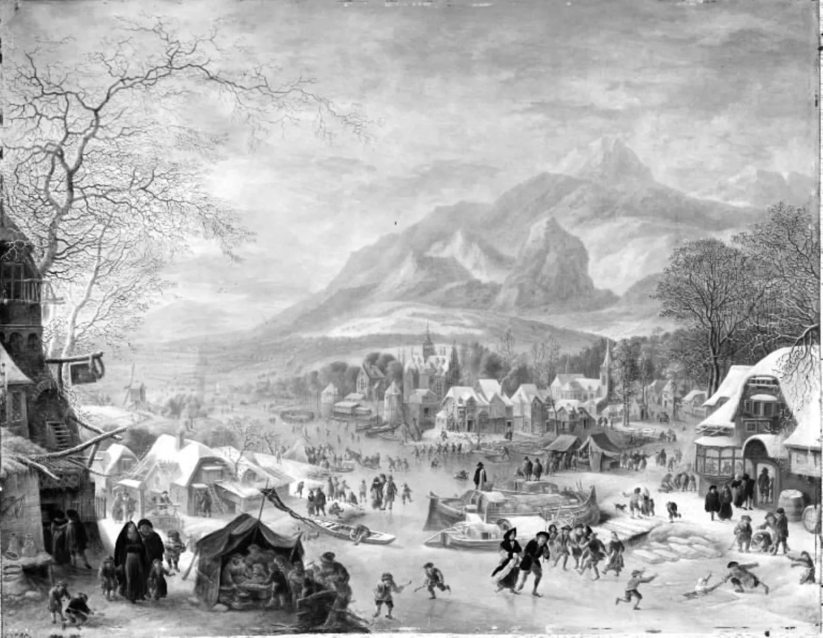 River Scenery in Winter, detail