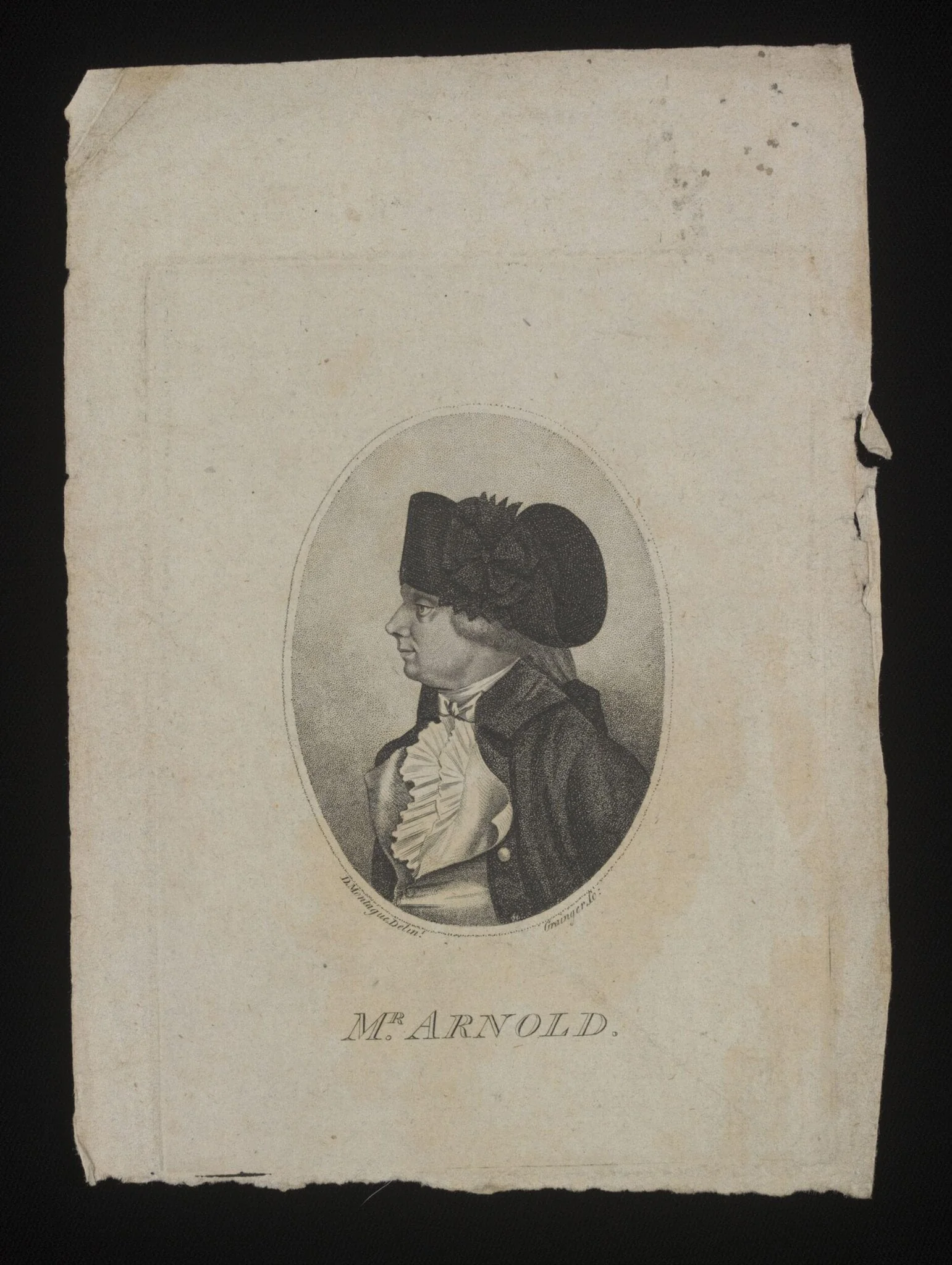 Print portraying Mr. Arnold, detail