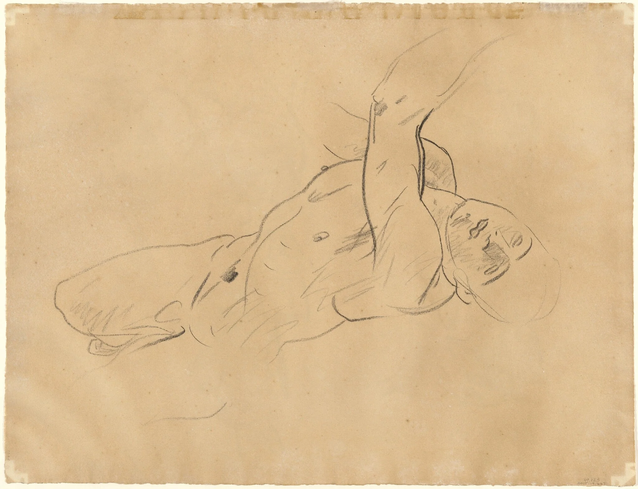 Falling Male Nude [verso], detail